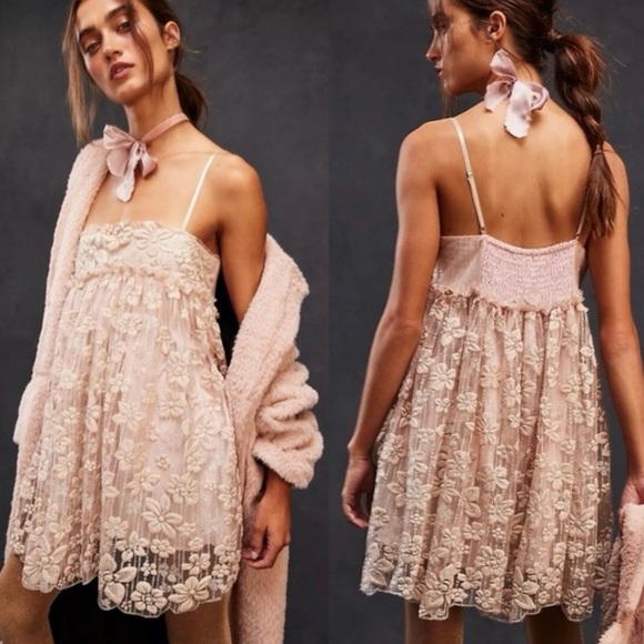 Free People All That Glitters Pink Mini Dress Size Small - Picture 1 of 12
